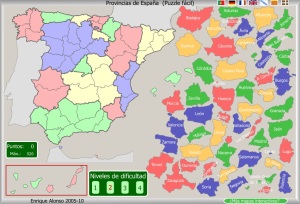 Juego didáctico para componer el puzle de las provincias de España
